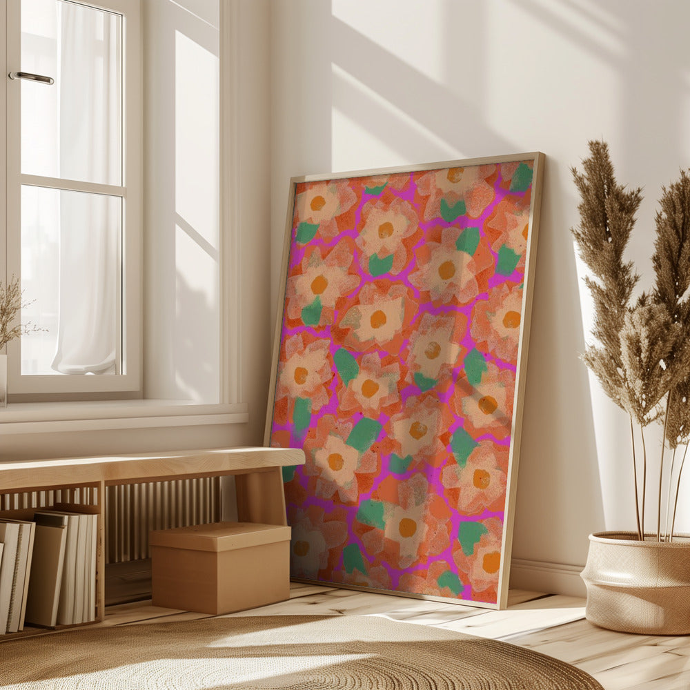 Orange Cute Blossoms Poster